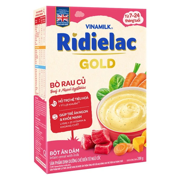 Bột ăn dặm Vinamilk Ridielac Gold bò, rau củ