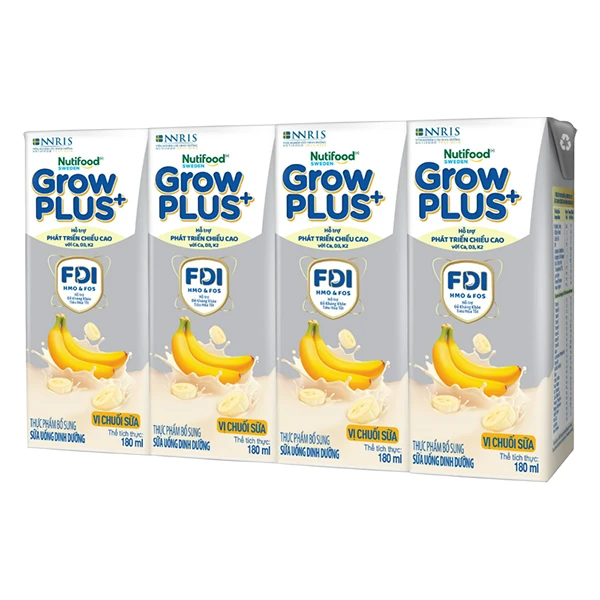 Lốc 4 hộp sữa pha sẵn Nutifood GrowPLUS+ bạc