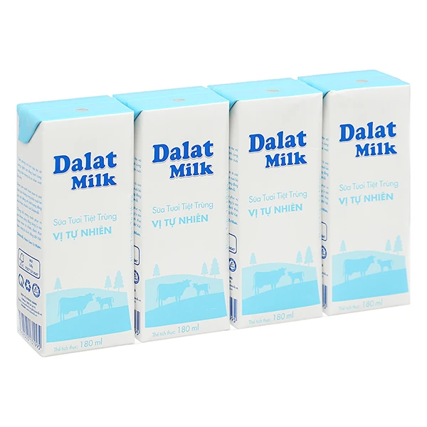 Lốc 4 hộp sữa tươi tiệt trùng Dalat Milk không đường