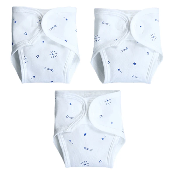 Set 3 tã vải sơ sinh IQ Baby họa tiết sao băng xanh size S2