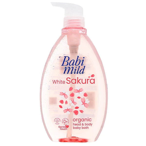 Sữa tắm & gội 2in1 cho bé Babi Mild White Sakura - Giao bao bì ngẫu nhiên