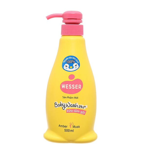 Sữa tắm & gội 2in1 cho bé Wesser hương hổ phách