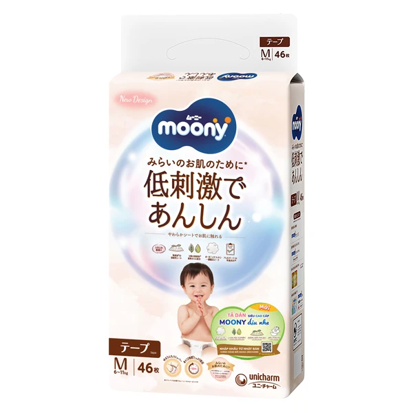 Tã dán Moony Dịu nhẹ size M