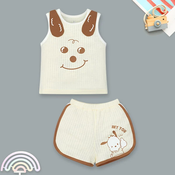 Bộ sát nách bé trai Pony Kids in cún màu vàng
