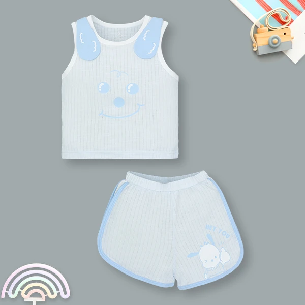 Bộ sát nách bé trai Pony Kids in cún màu xanh