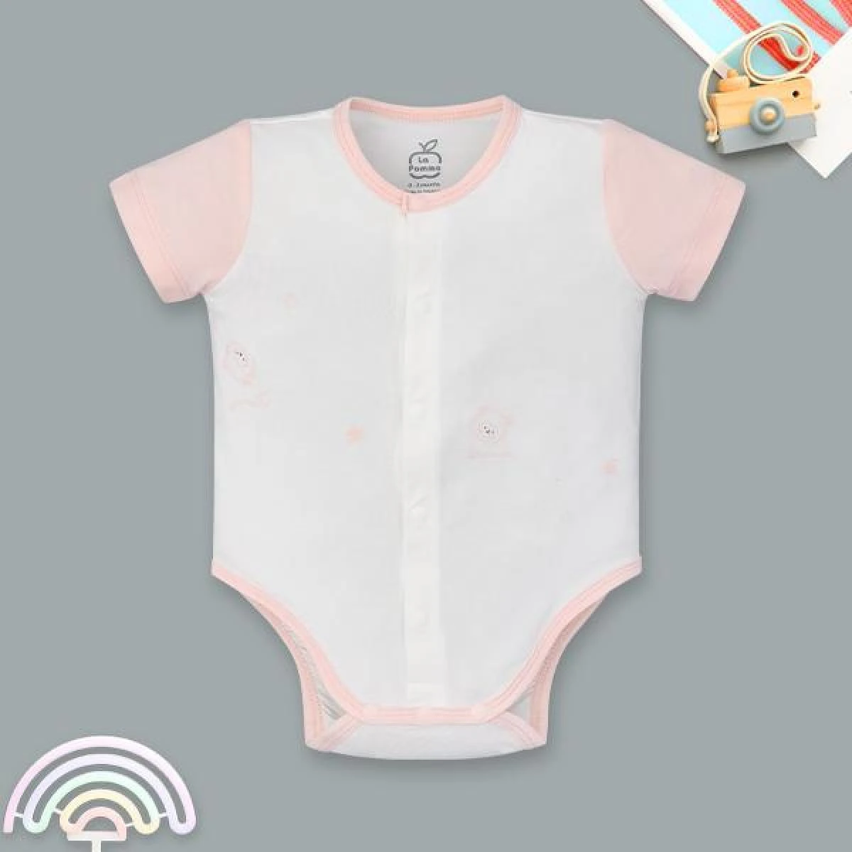 Bodysuit cài giữa sợi tre La Pomme màu hồng