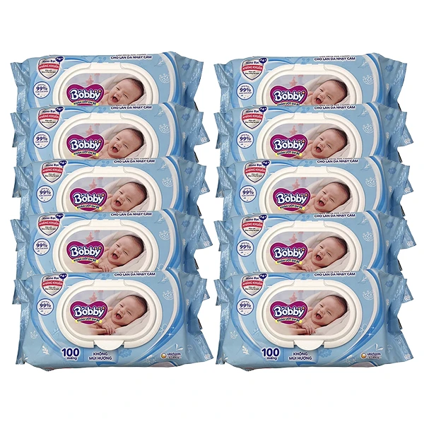 Combo 10 khăn ướt Bobby không mùi