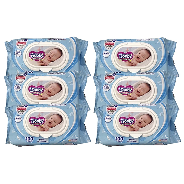 Combo 6 khăn ướt Bobby không mùi