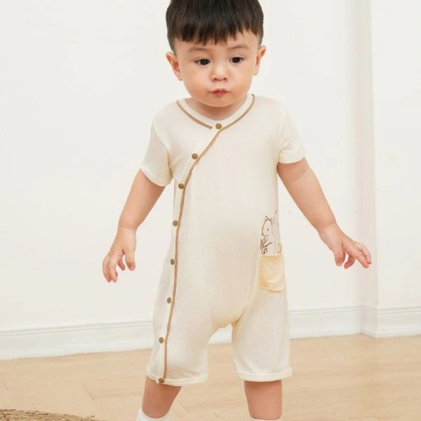 Bodysuit cài chéo sợi tre La Pomme màu trắng