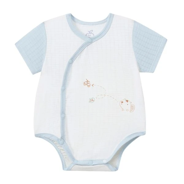 Bodysuit tay ngắn cài chéo sợi tre La Pomme màu xanh