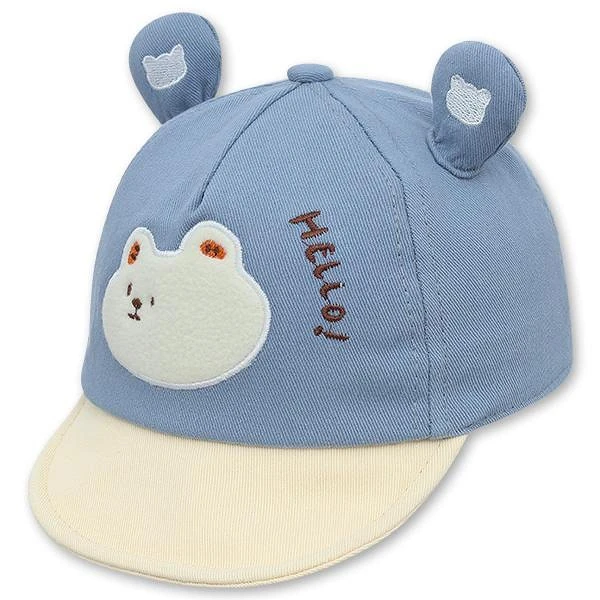 Nón kết cho bé TOP KIDS thêu gấu HELLO màu xanh
