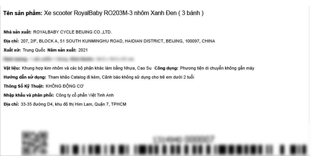 Xe scooter RoyalBaby RO203M-3 5