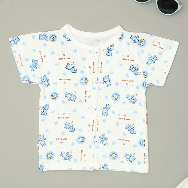 Áo tay ngắn in hình gấu con IQ Baby màu trắng 1
