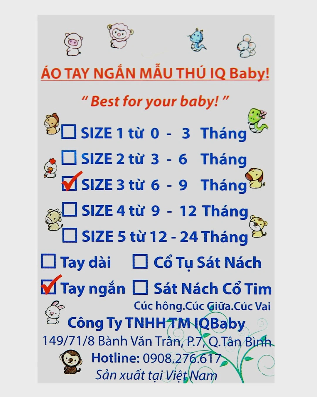 Áo tay ngắn in hình gấu con IQ Baby màu trắng 6
