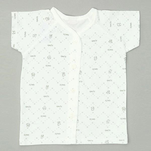 Áo tay ngắn in hình thú xanh IQ Baby màu trắng 1