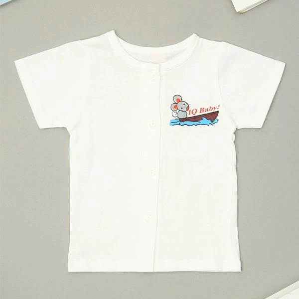 Áo tay ngắn in hình thú IQ Baby màu trắng 1