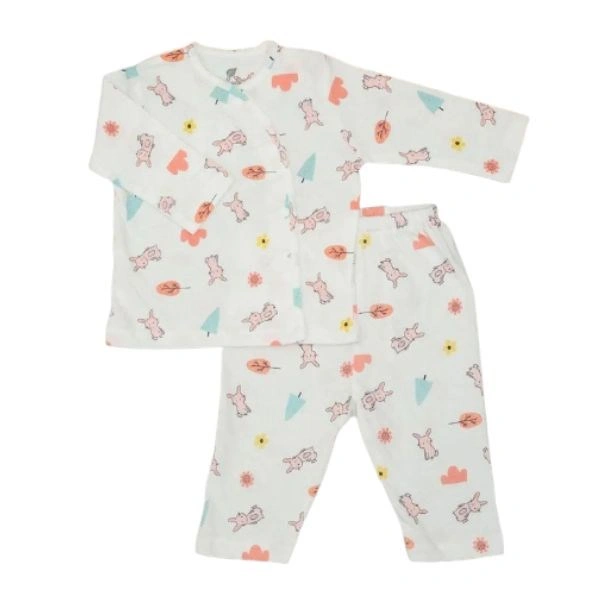 Bộ tay dài cài lệch in cừu bé trai Lullaby NH659P màu trắng 3