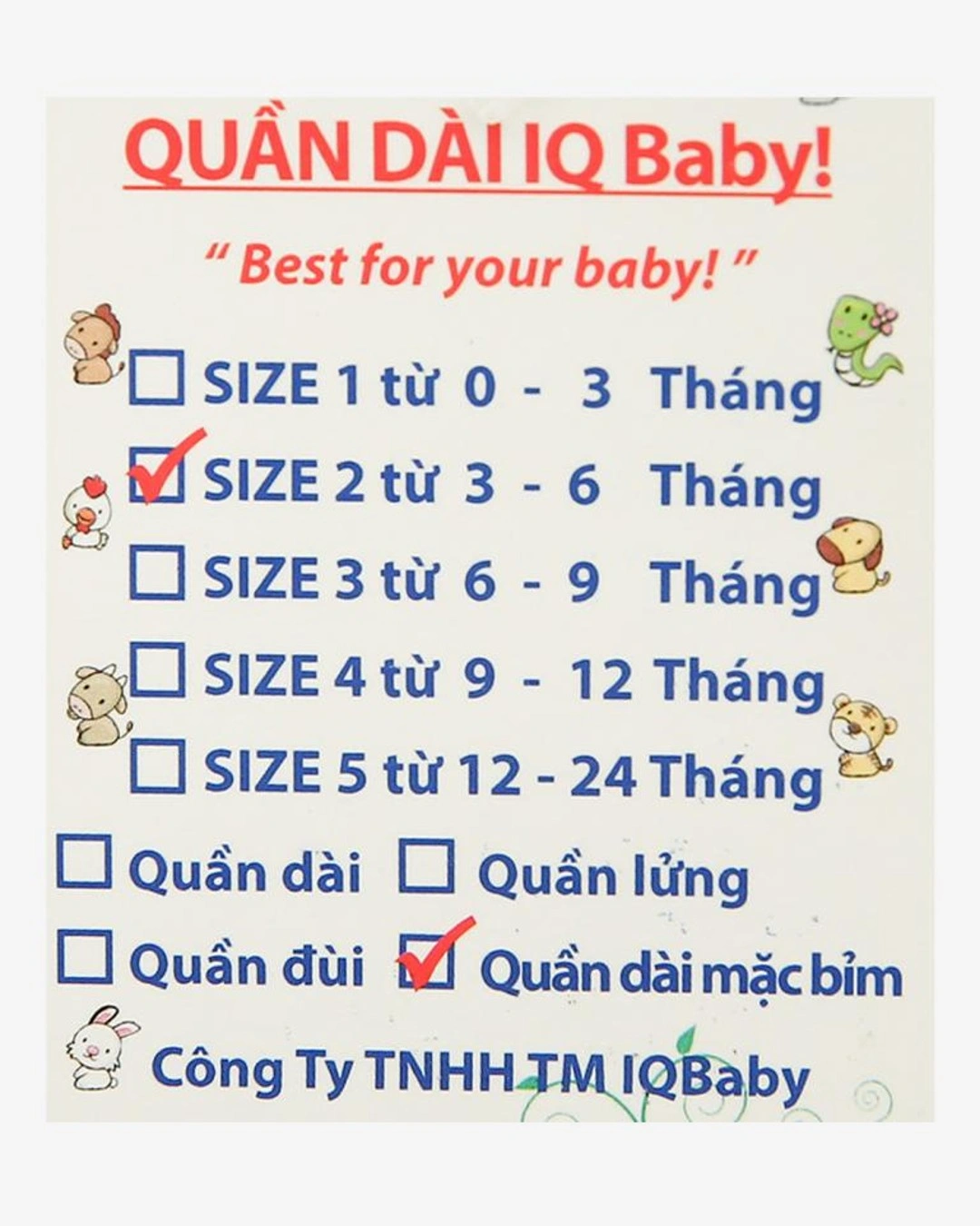 Quần dài IQ Baby màu trắng 12