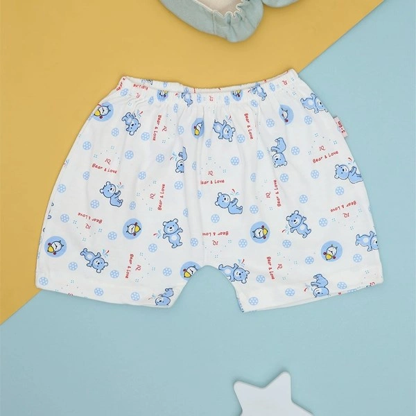 Quần ngắn in hình gấu xanh IQ Baby màu trắng 1