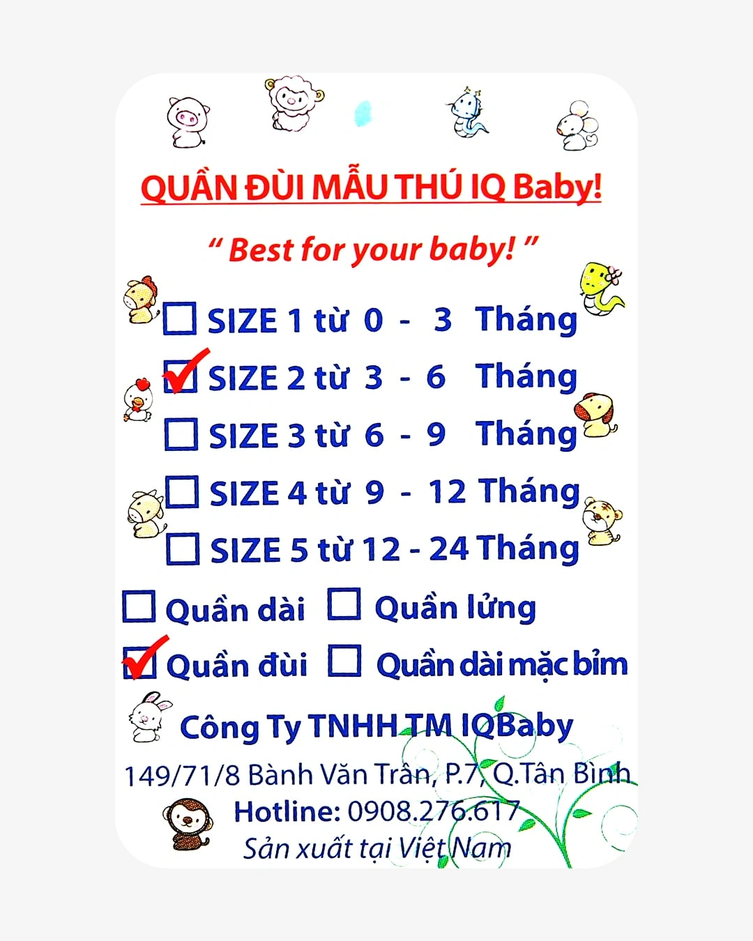 Quần ngắn in hình gấu xanh IQ Baby màu trắng 5