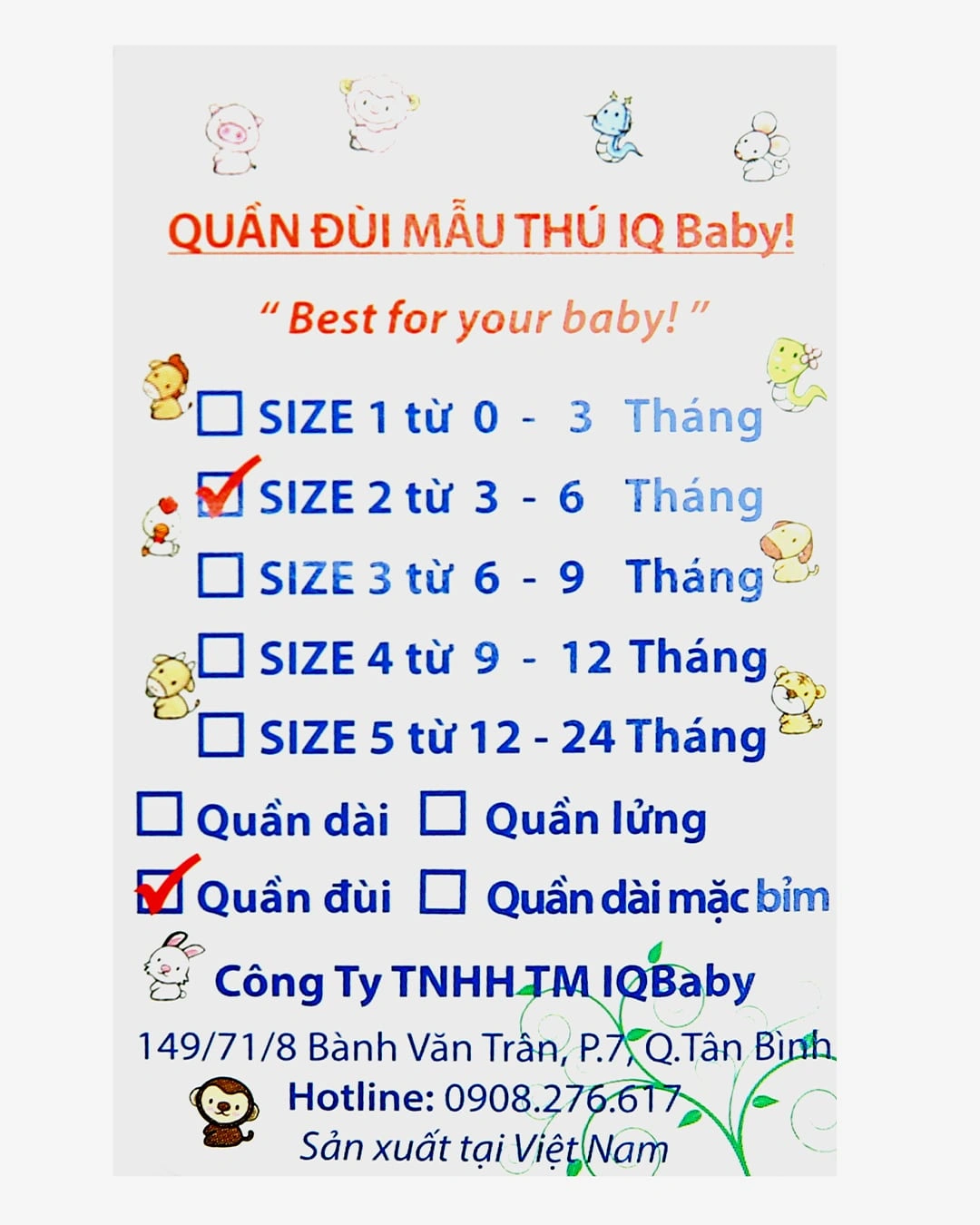 Quần ngắn in hình gấu xanh IQ Baby màu trắng 10