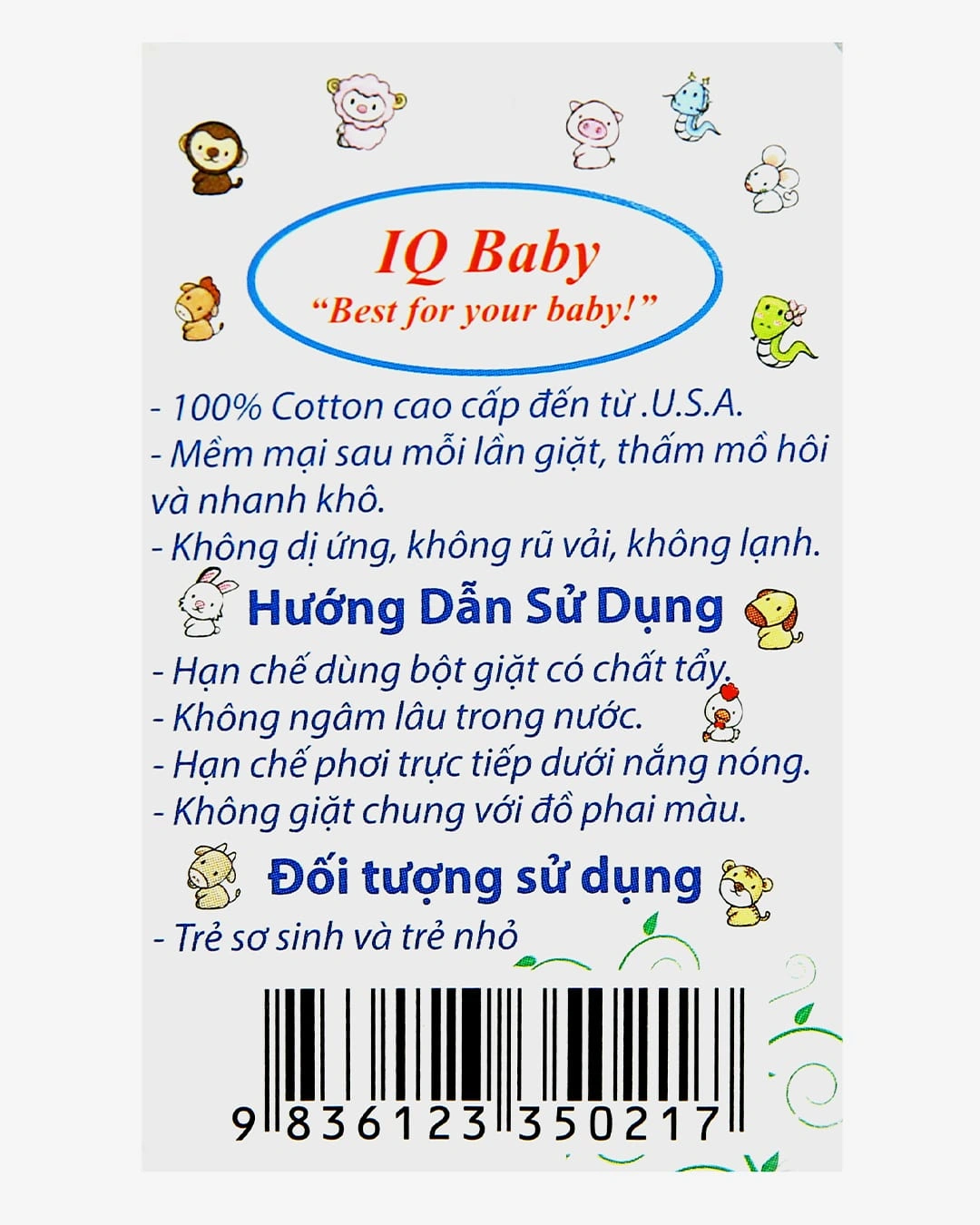 Quần ngắn in hình gấu xanh IQ Baby màu trắng 11