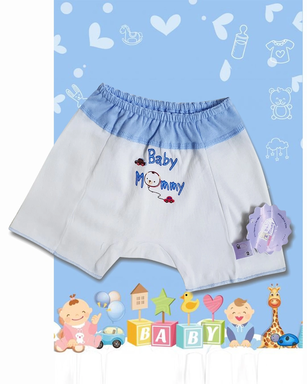 Quần ngắn trắng in họa tiết BabyMommy - Màu ngẫu nhiên 6