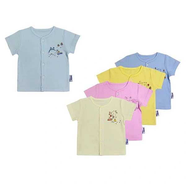 Áo tay ngắn cổ tim màu in thú BabyMommy TN - Màu ngẫu nhiên 1