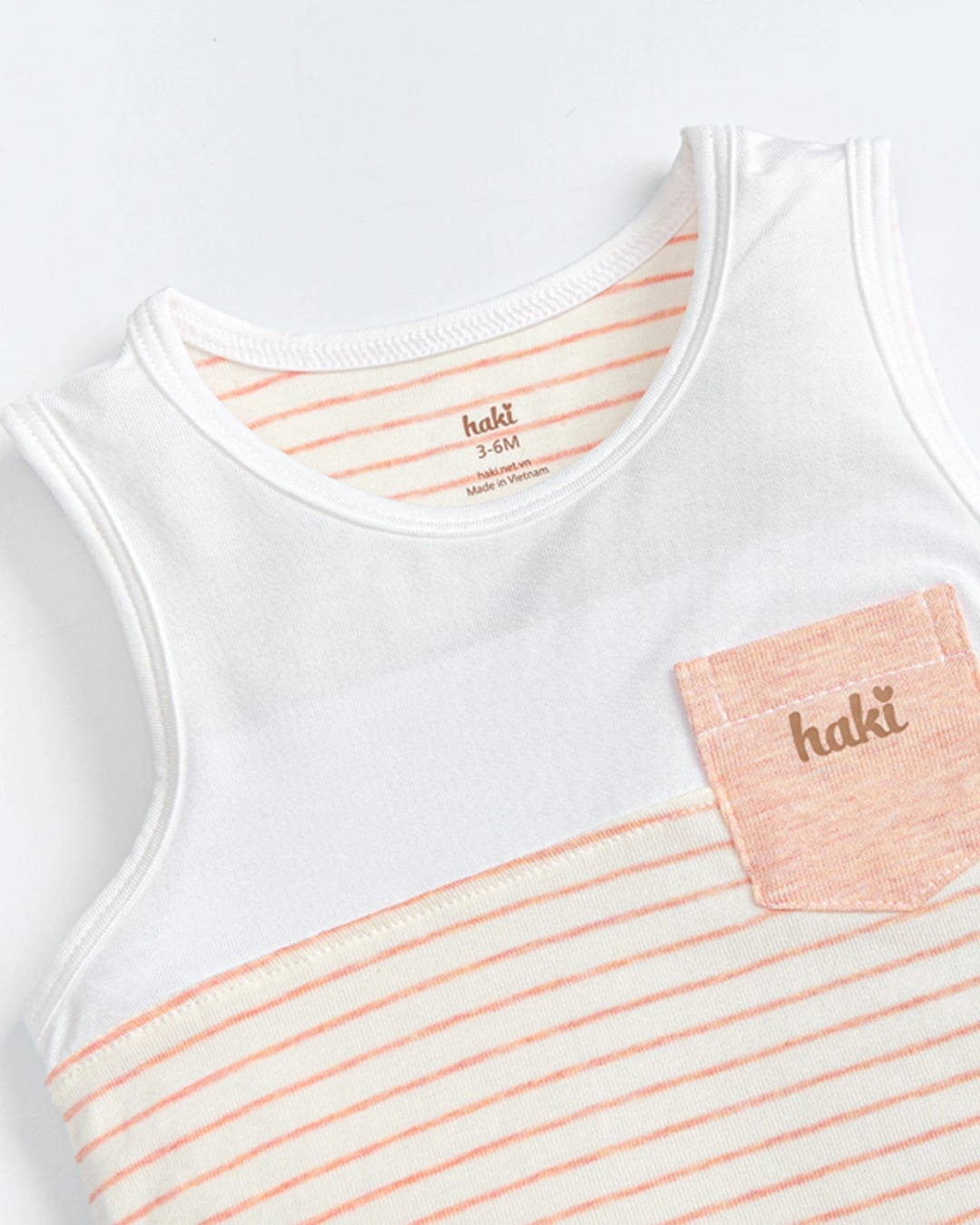 Bộ sát nách kẻ dày Haki màu cam 3