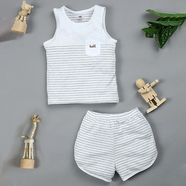 Bộ sát nách kẻ dày Haki màu xanh 1