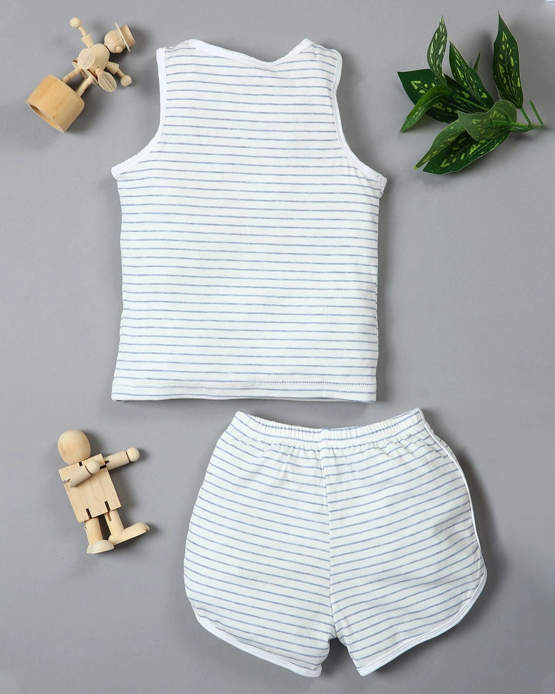 Bộ sát nách kẻ dày Haki màu xanh 2