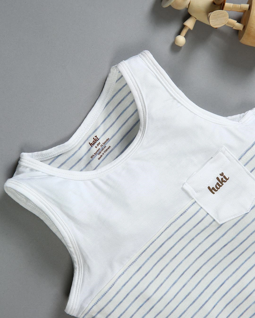 Bộ sát nách kẻ dày Haki màu xanh 5