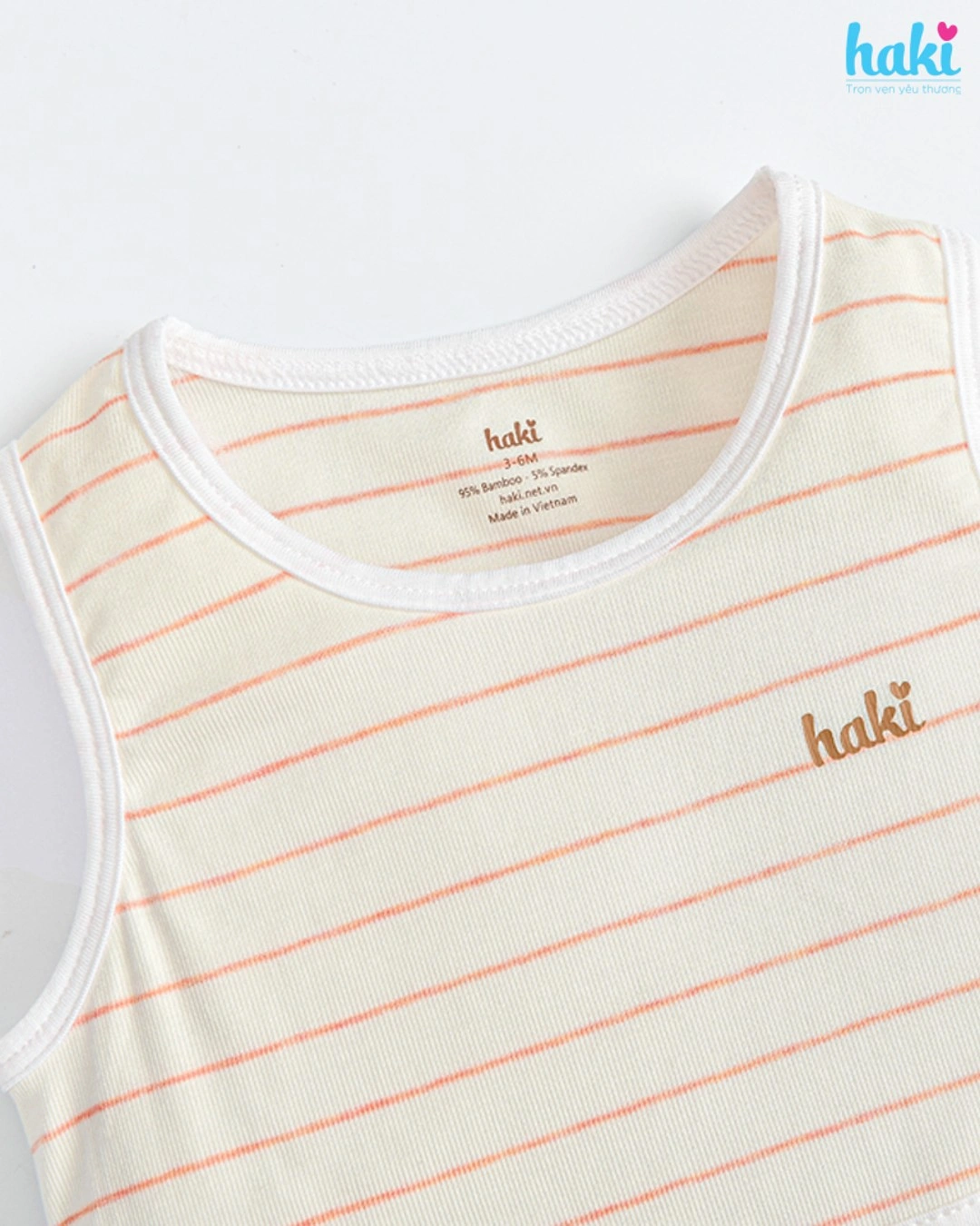 Bodysuit Haki màu cam kẻ thưa 3
