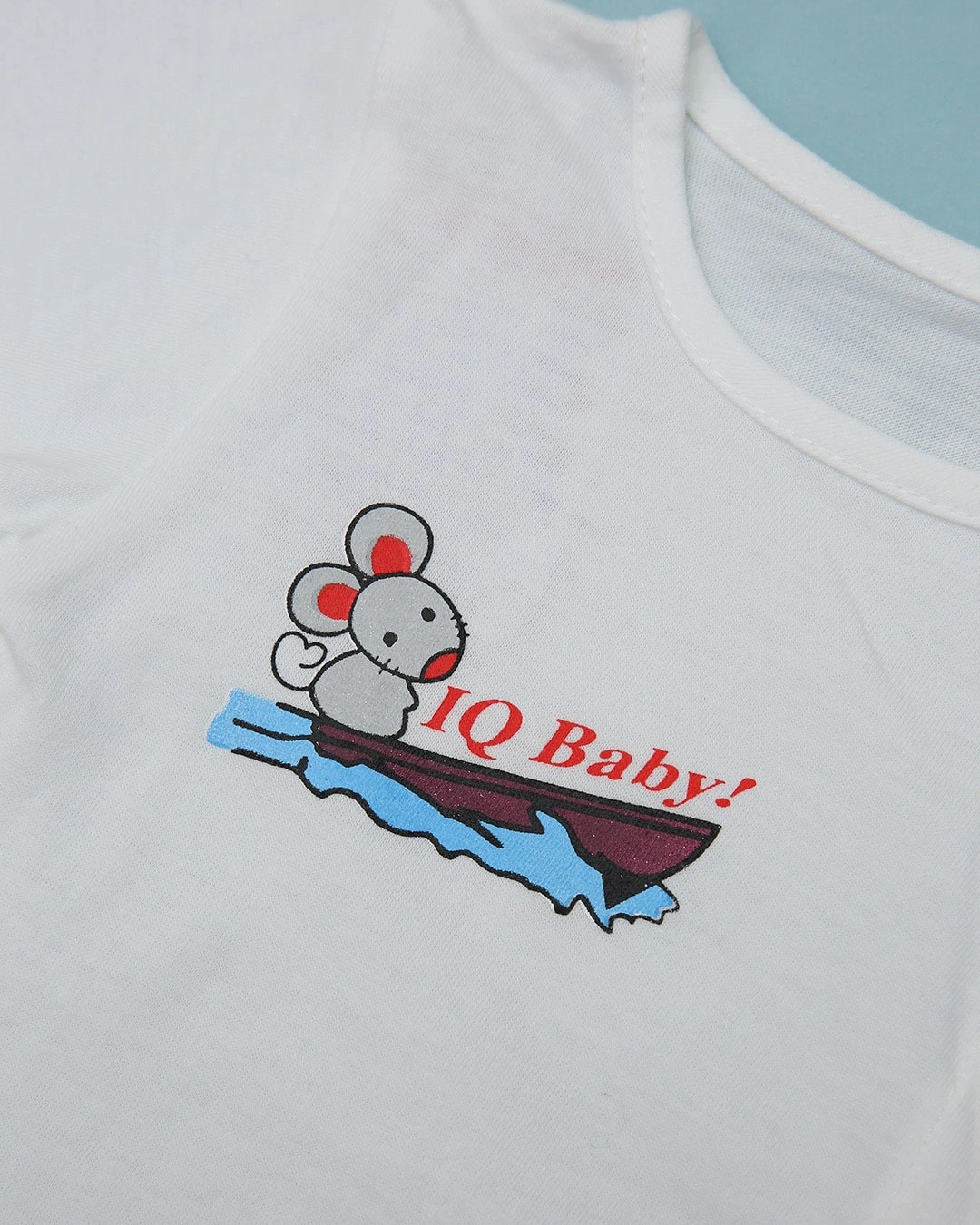 Áo tay dài in hình thú xanh IQ Baby màu trắng 10