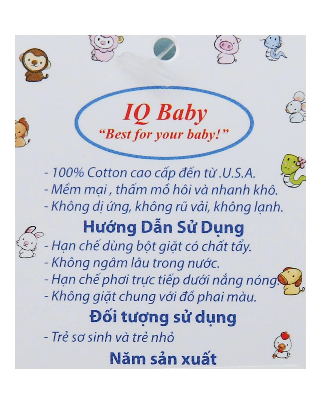 Áo tay dài in hình thú xanh IQ Baby màu trắng 12