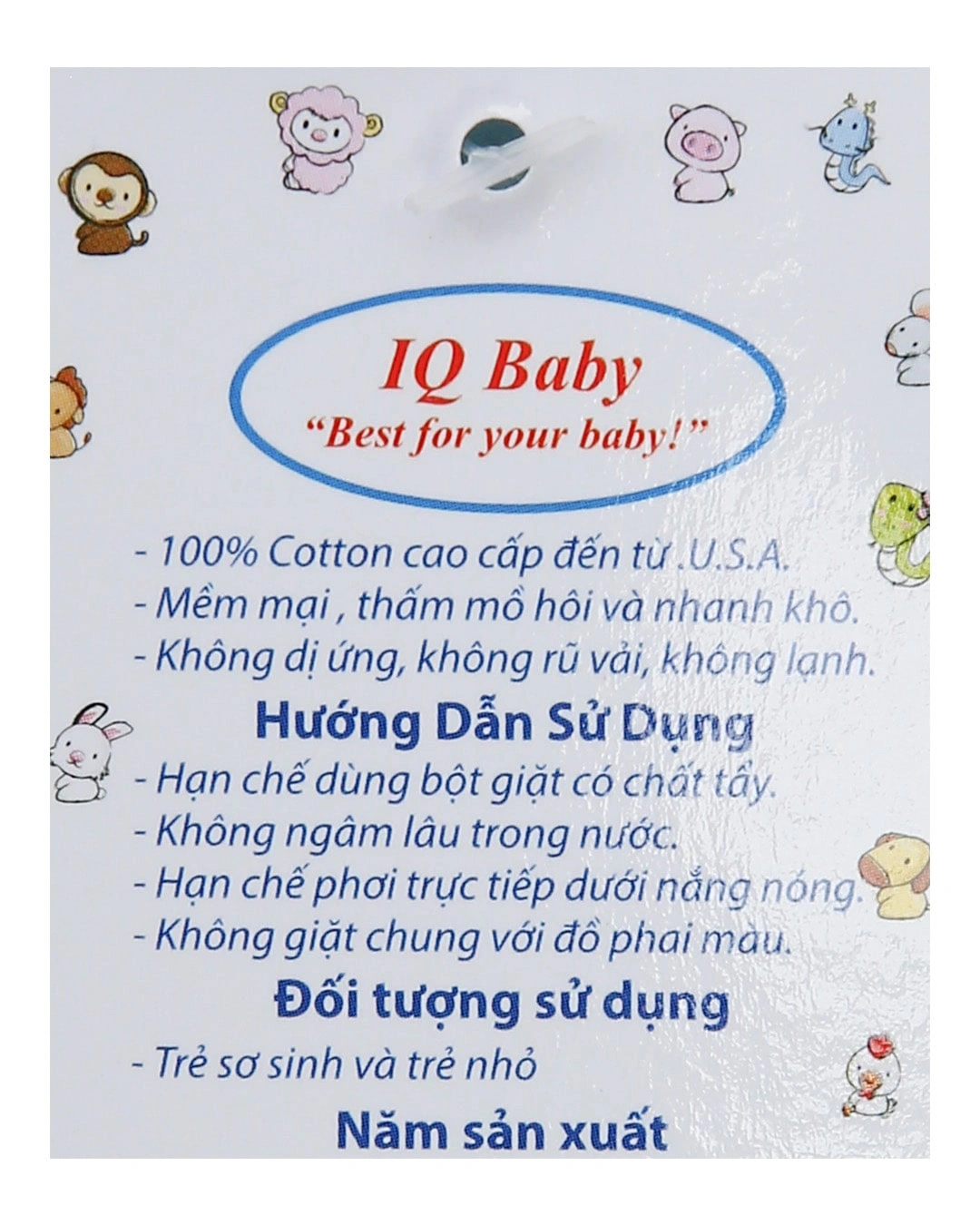 Áo tay dài in hình thú xanh IQ Baby màu trắng 5