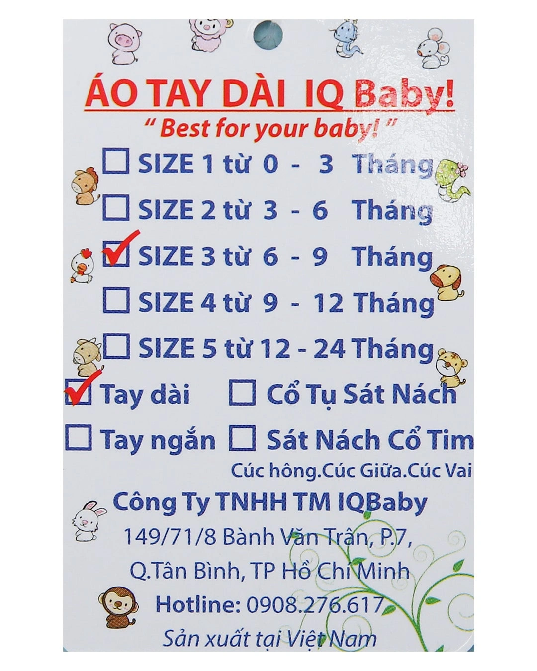 Áo tay dài in hình thú xanh IQ Baby màu trắng 6