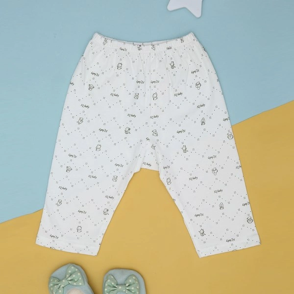 Quần dài in hình bông hồng IQ Baby màu trắng 15