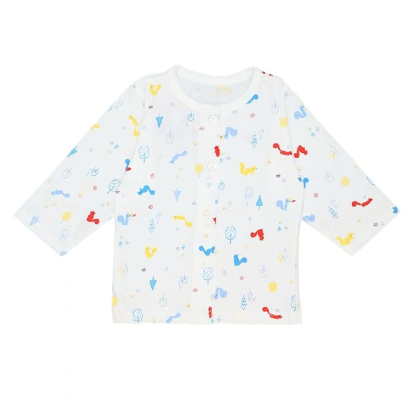 Áo tay dài in hình thú xanh IQ Baby màu trắng 18