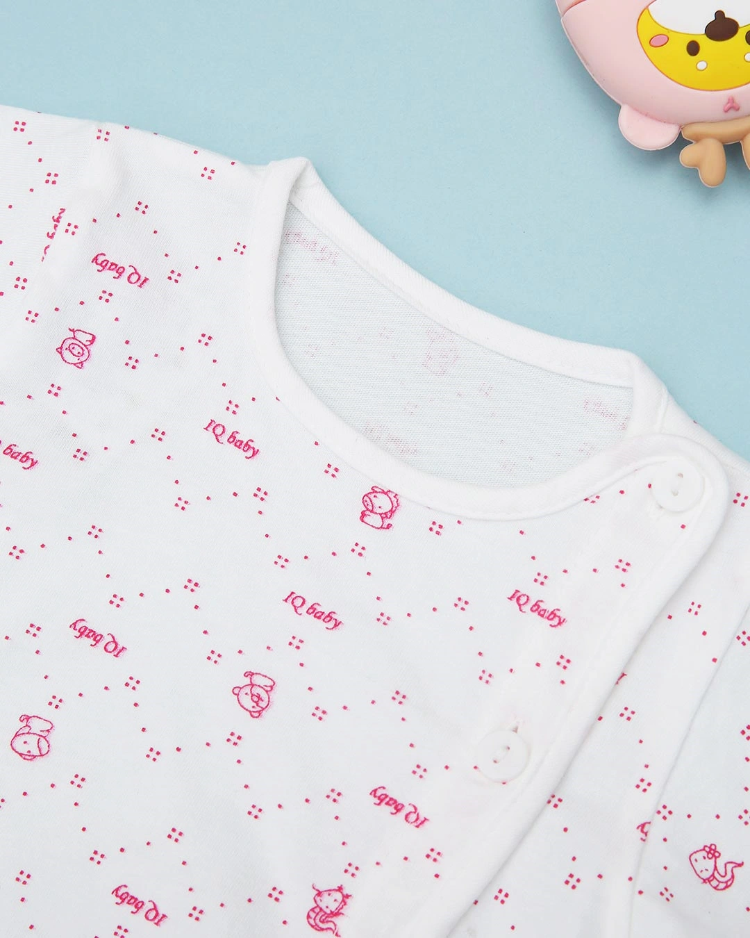 Áo tay dài in hình thú xanh IQ Baby màu trắng 14