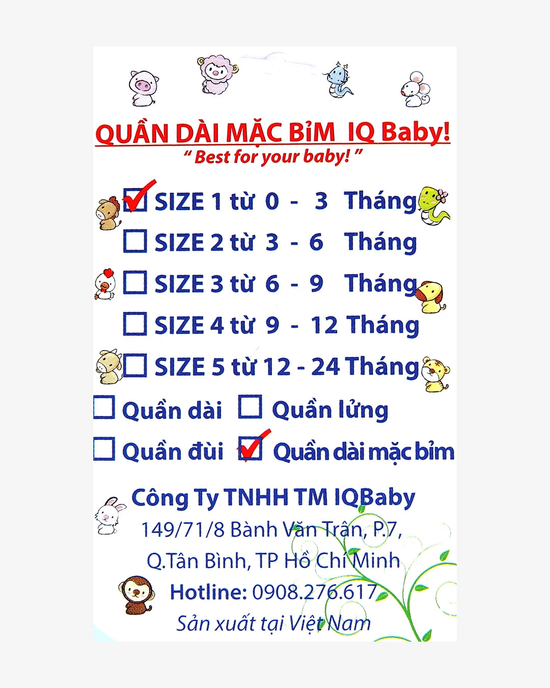 Quần dài in hình bông hồng IQ Baby màu trắng 8
