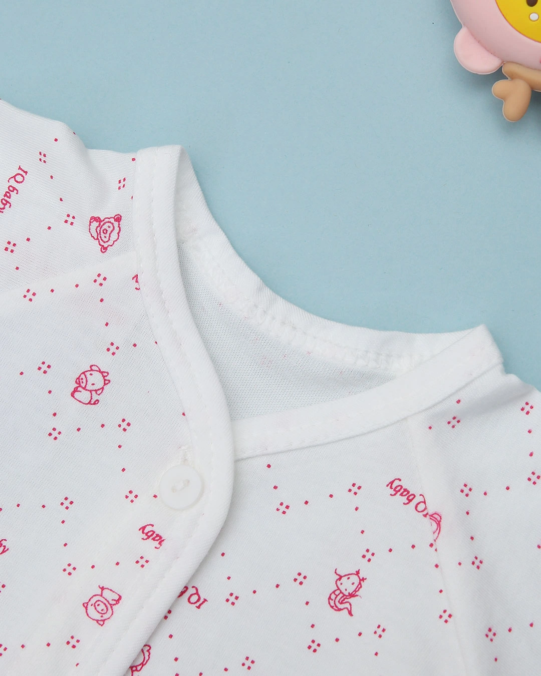 Áo tay ngắn in hình thú hồng IQ Baby màu trắng 3