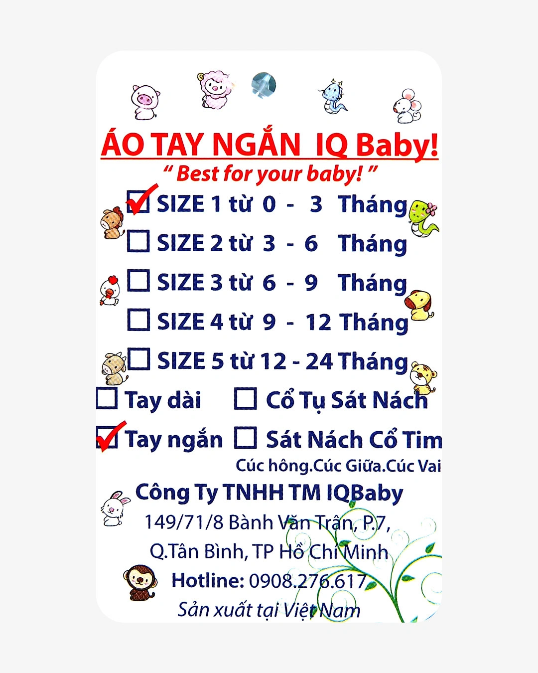 Áo tay ngắn in hình thú hồng IQ Baby màu trắng 5
