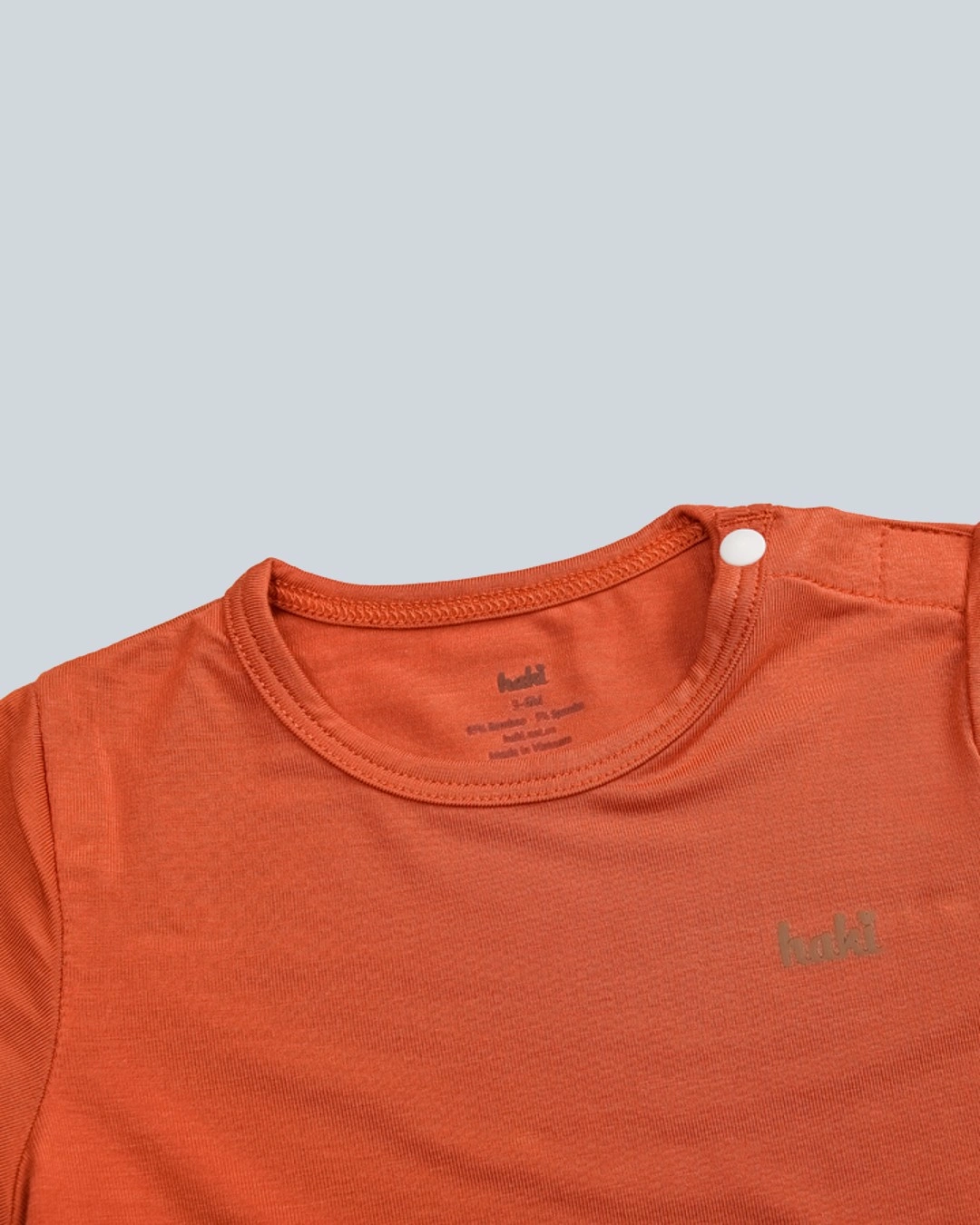 Bộ tay ngắn bé trai cài vai Haki BB043 màu đỏ nâu 2