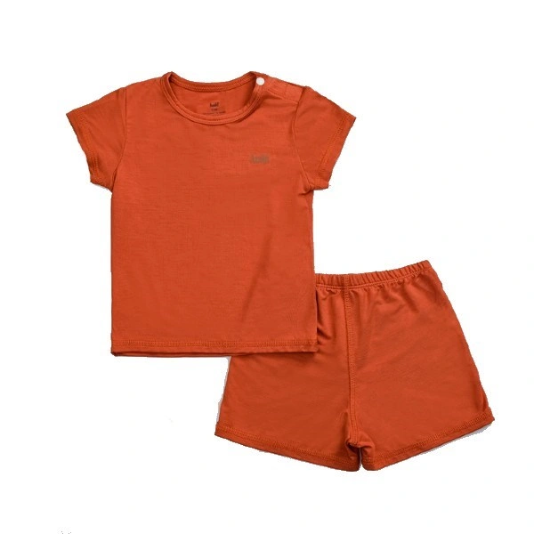 Bộ tay ngắn bé trai cài vai Haki BB043 màu đỏ nâu 1