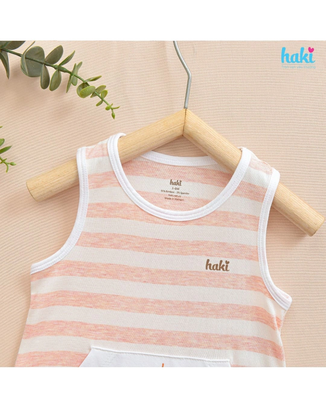Bodysuit sát nách kẻ thưa Haki BB046 màu cam 3