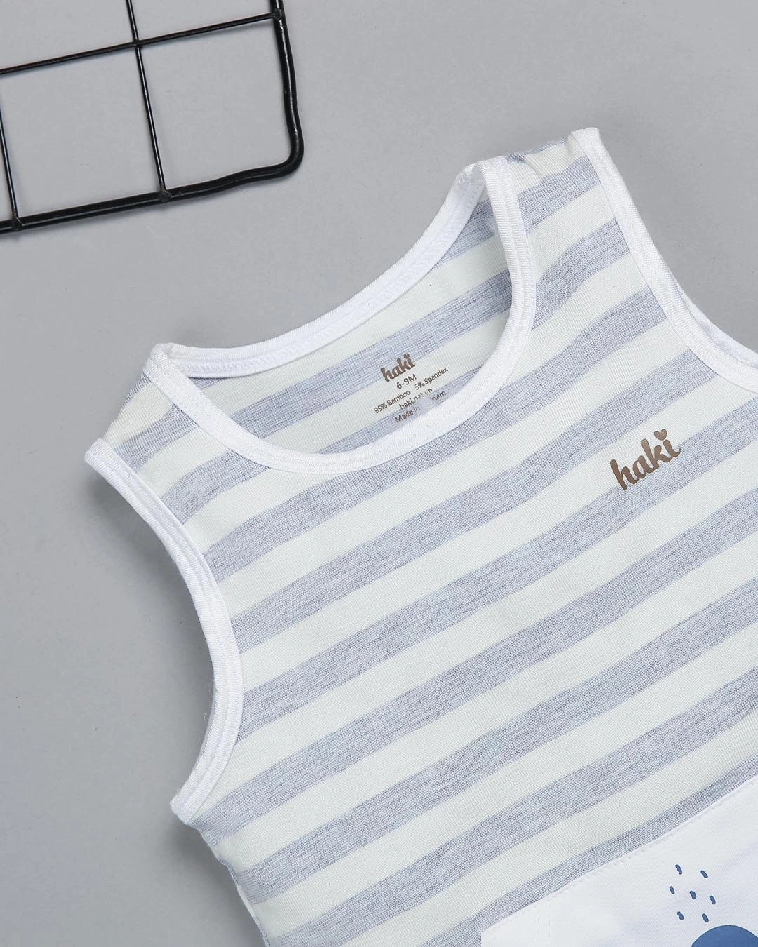 Bodysuit sát nách kẻ thưa Haki BB046 màu xanh 3