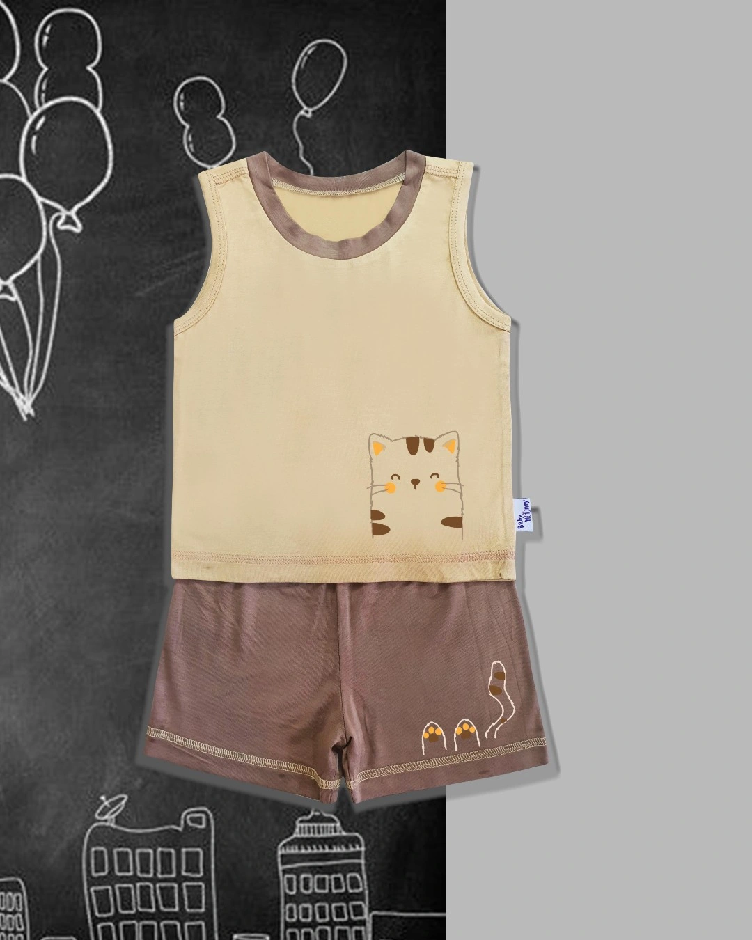 Bộ sát nách màu in thú BabyMommy - Màu ngẫu nhiên 4