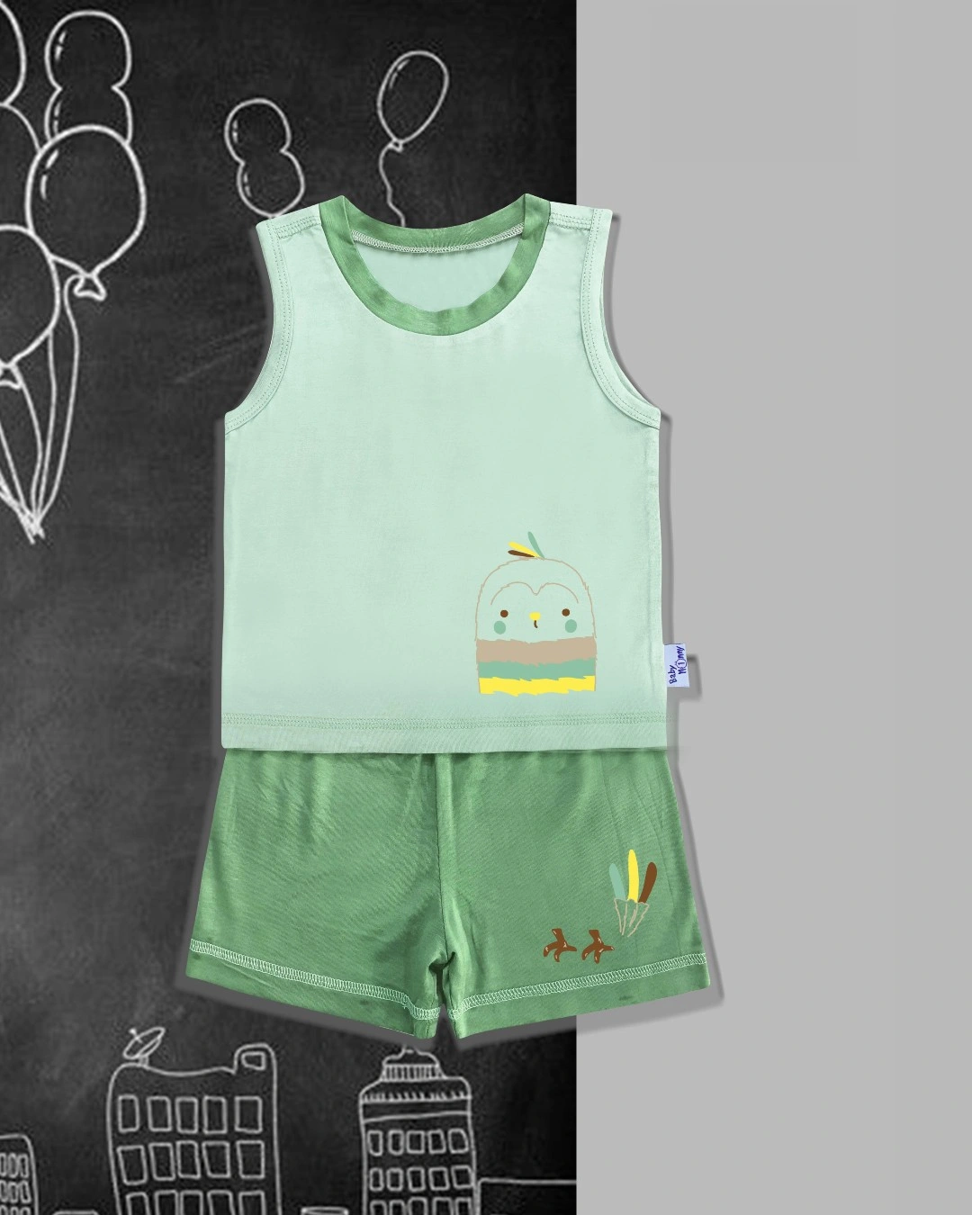 Bộ sát nách màu in thú BabyMommy - Màu ngẫu nhiên 6