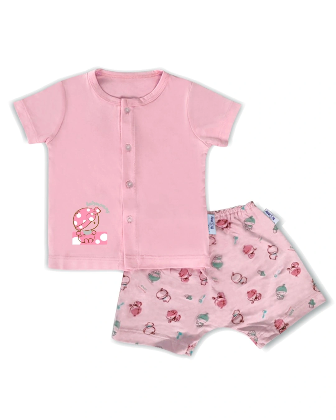 Bộ tay ngắn cài giữa màu in BabyMommy - Màu ngẫu nhiên 4